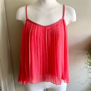 Roxy pleated chiffon tank slip camisole m pink